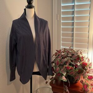 Eddie Bauer small blue gray open front shacket